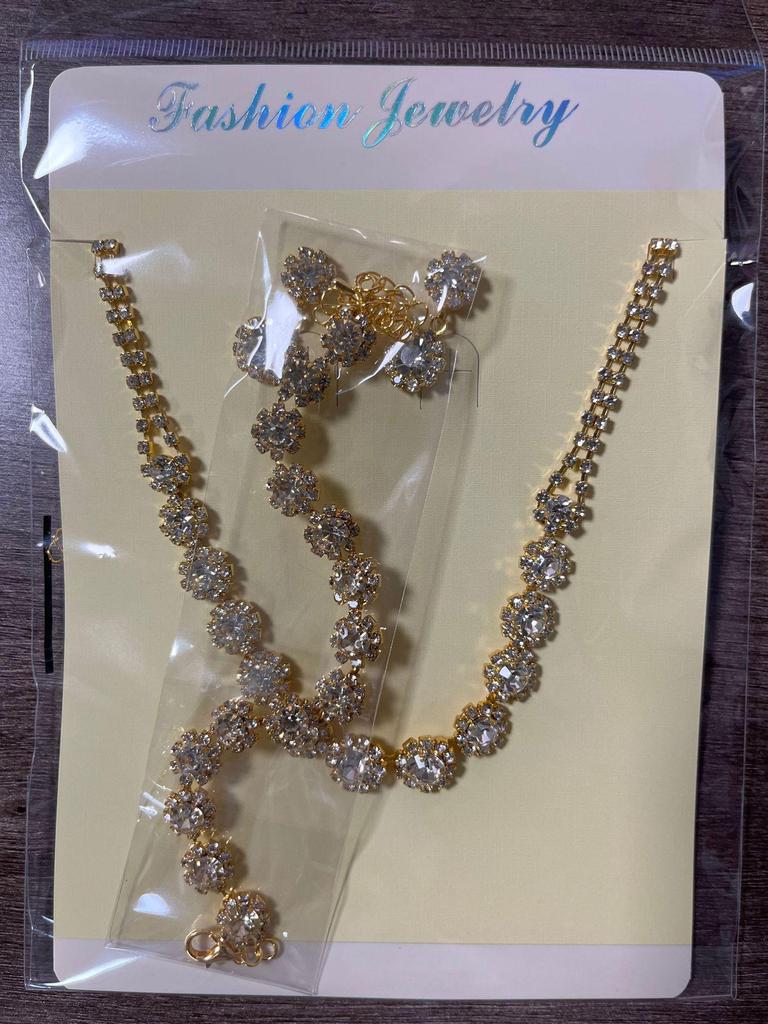 Elegant Rhinestone Zirconia Necklace & Jewelry Set for Bridal & Evening Wear