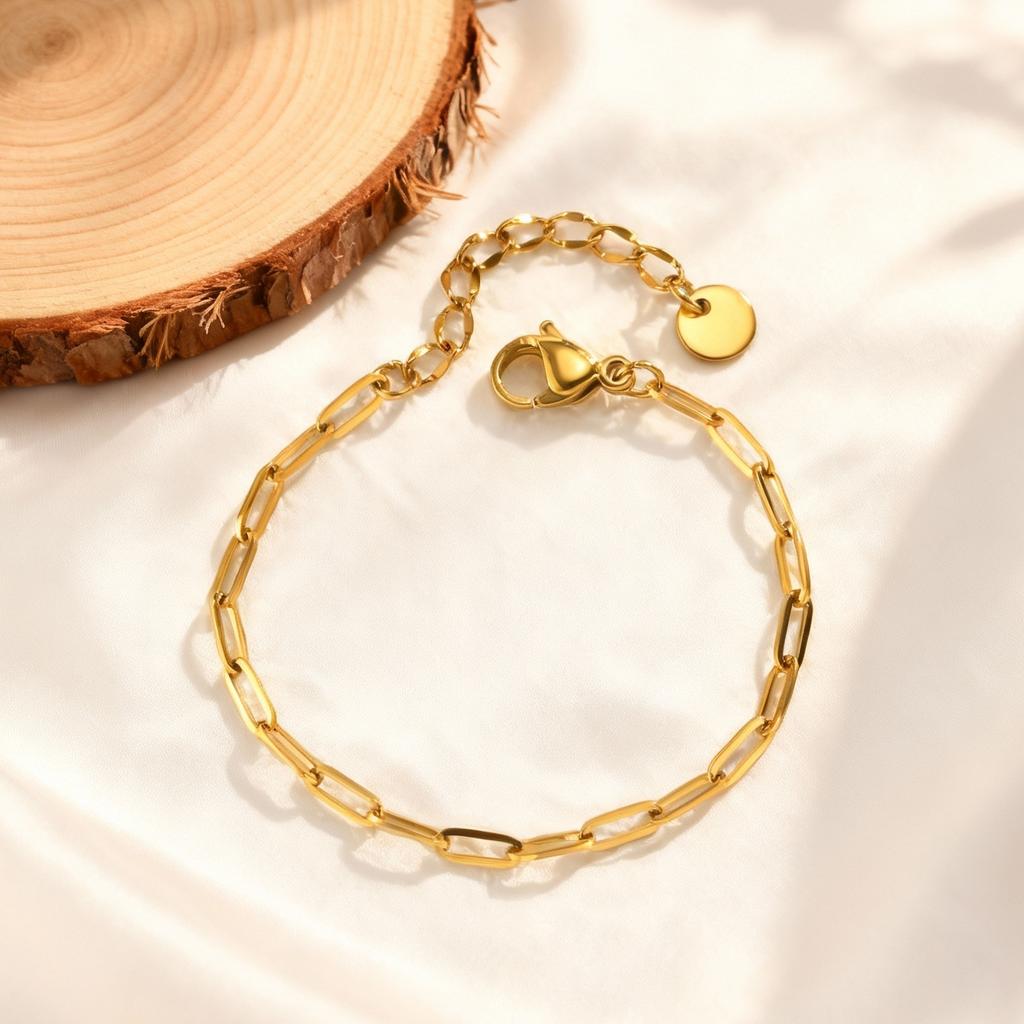 Fashion Link Chain Bracelet for Baby,Never Fade Stainless Steel Adjustable Wristband,Minimalist Hip Hop Jewelry Gift