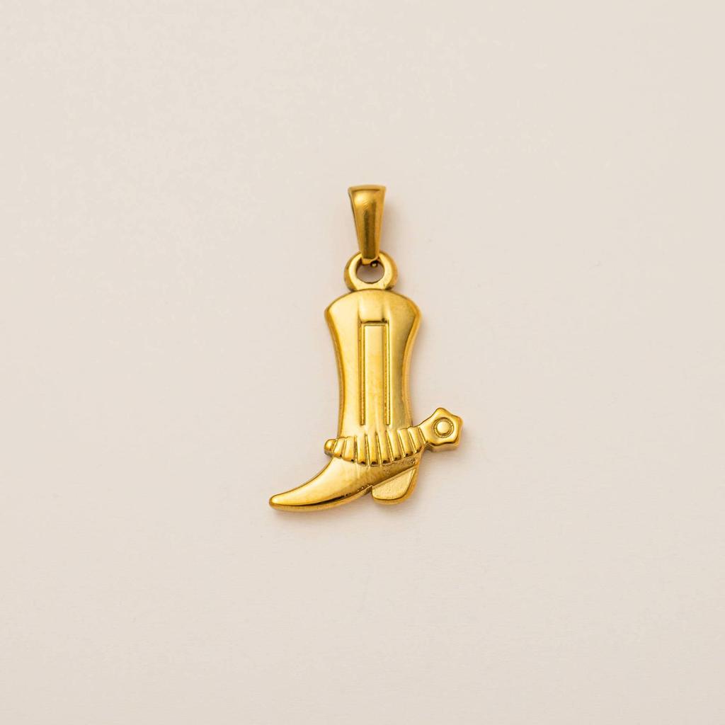 European & American Stainless Steel Boot Pendant - DIY Accessory with 18K Gold Color Retention