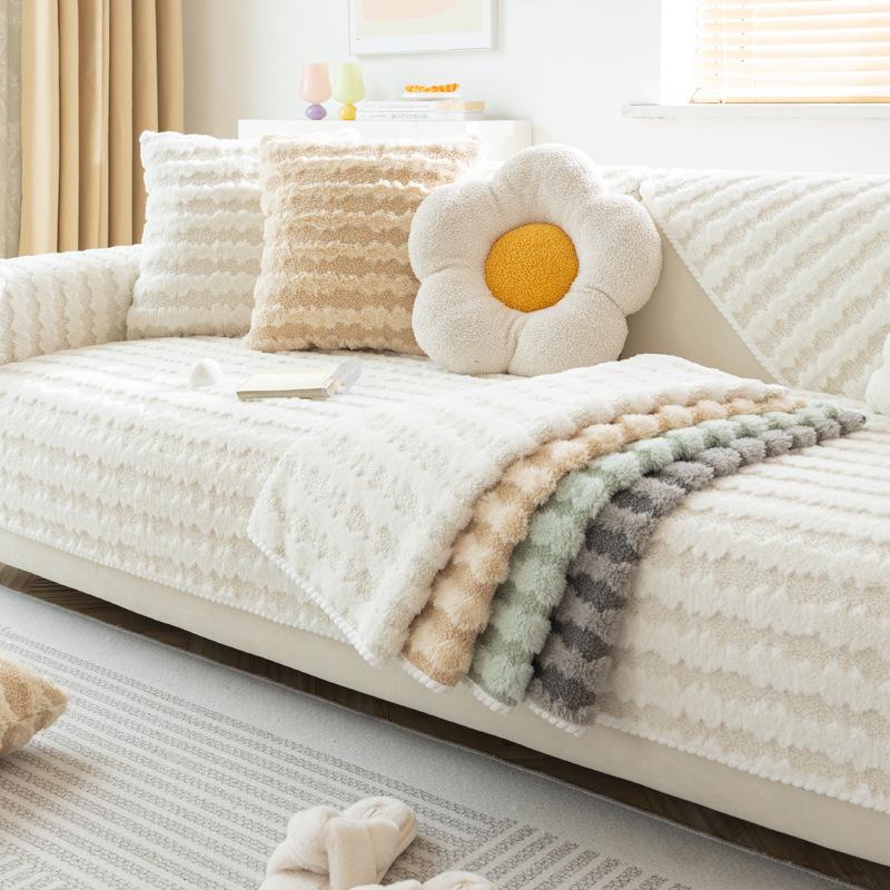 Plush Sofa Cushion Winter Thickened Non-Slip Seat Cushions Simple Modern Leather Sofa Cover Cover Cloth