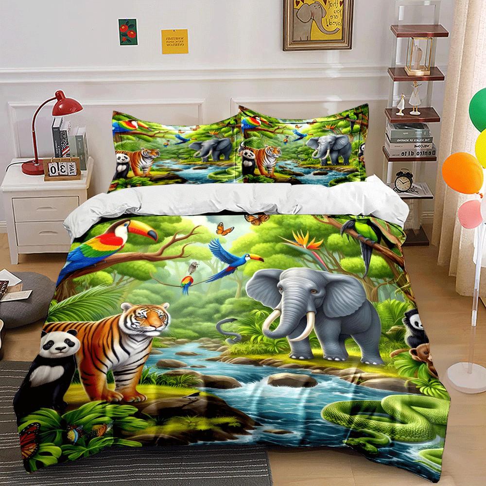 Wildlife Jungle Adventure Set Exquisite Three-Piece Bedding Set Gift For Kids And Adults
