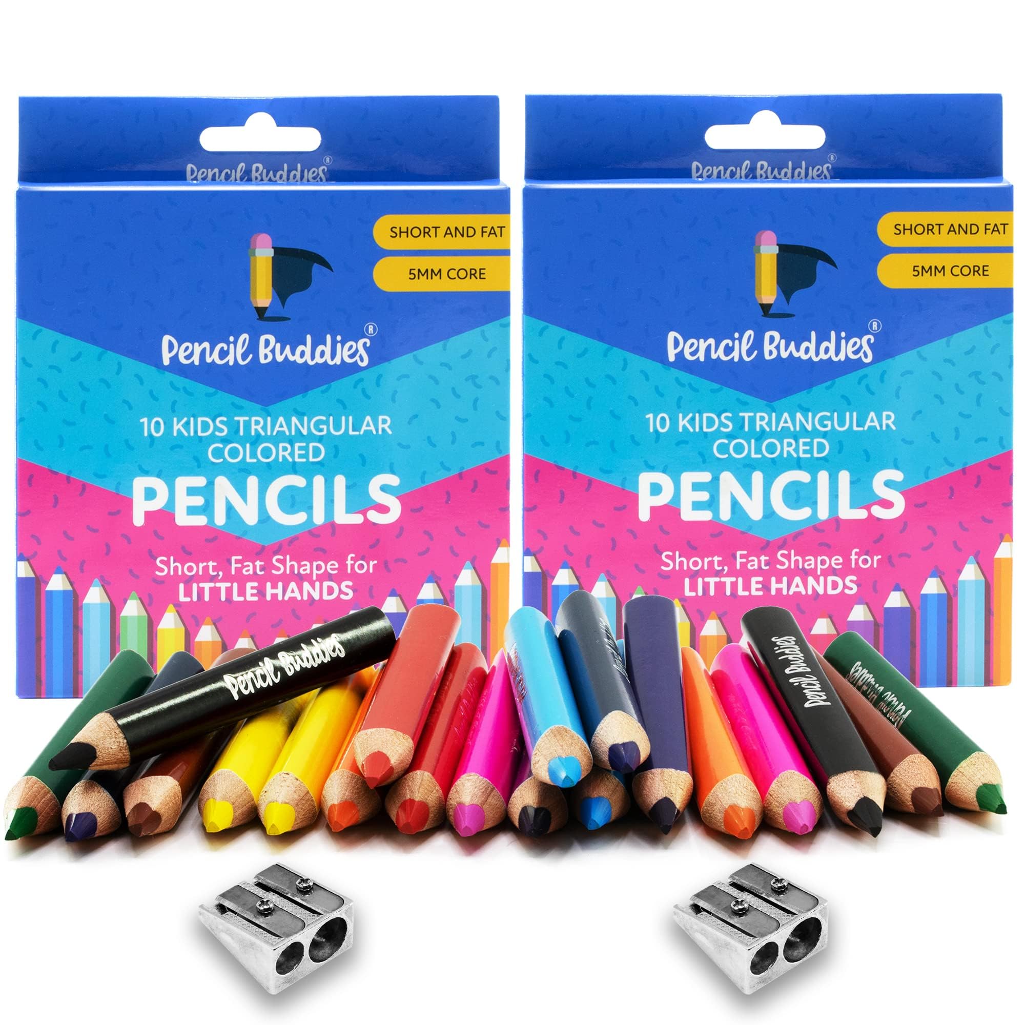 

Pencil Buddies Детский набор цветных карандашей Толстые треугольные карандаши для детей Возрастные карандаши-джамбо для и начинающих Набор треугольных карандашей с точилкой