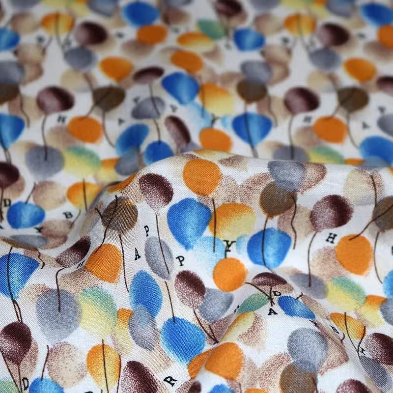 Flower Printed Rayon Viscose Fabric Soft By The Meter for Skirts Pajamas Clothes Cheongsam Diy Sewing Cloth Floral White Green