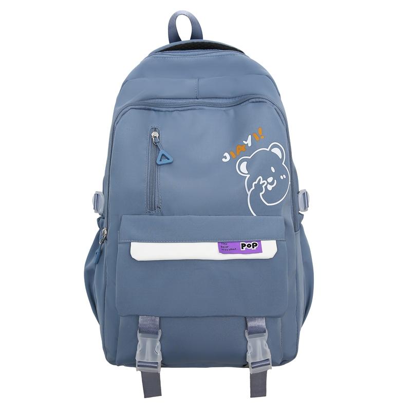 Школьный рюкзак с принтом медведя для женщин, большой вместимости, мужской дорожный рюкзак синий