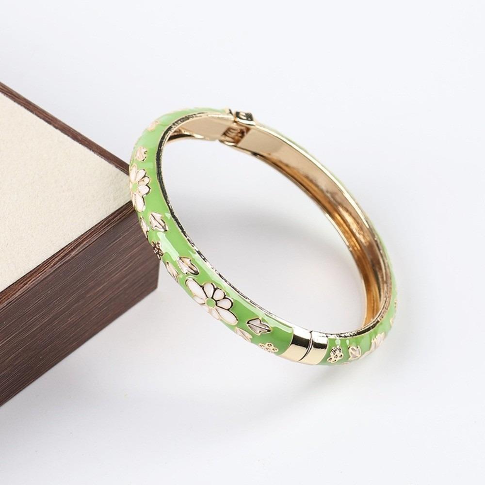 Traditional Vintage Cloisonne Bangle Enamel Women's Hand Bracelet Fashion Flower Bangle Girls