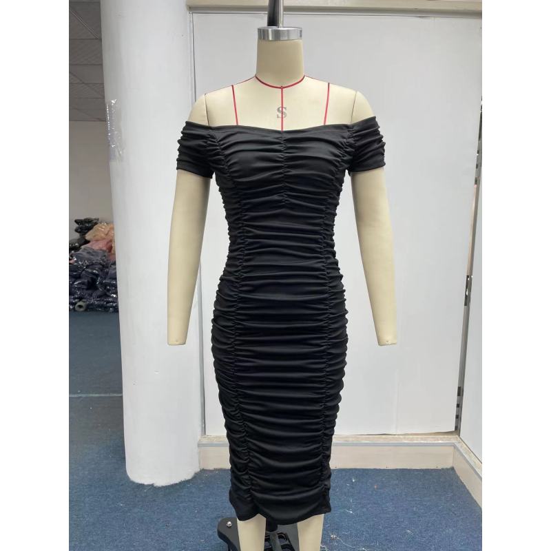 Sexy, elegantes Midikleid mit One-Shoulder-Rüstung für Damen