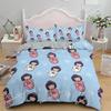 Japanese Doll Duvet Cover King Queen Lucky Cat Fan Bedding Set for Kids Girls Asian Japan Cultural Polyester Quilt Cover