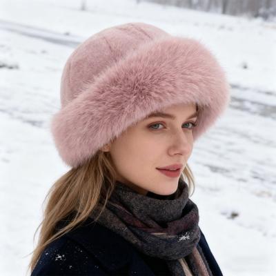 Cappello da Donna a Colore Solido Morbido Cappello in Pelliccia Sintetica di Visone Protezione per le Orecchie Ispessito Caldo Autunno Inverno Cappello Soffice