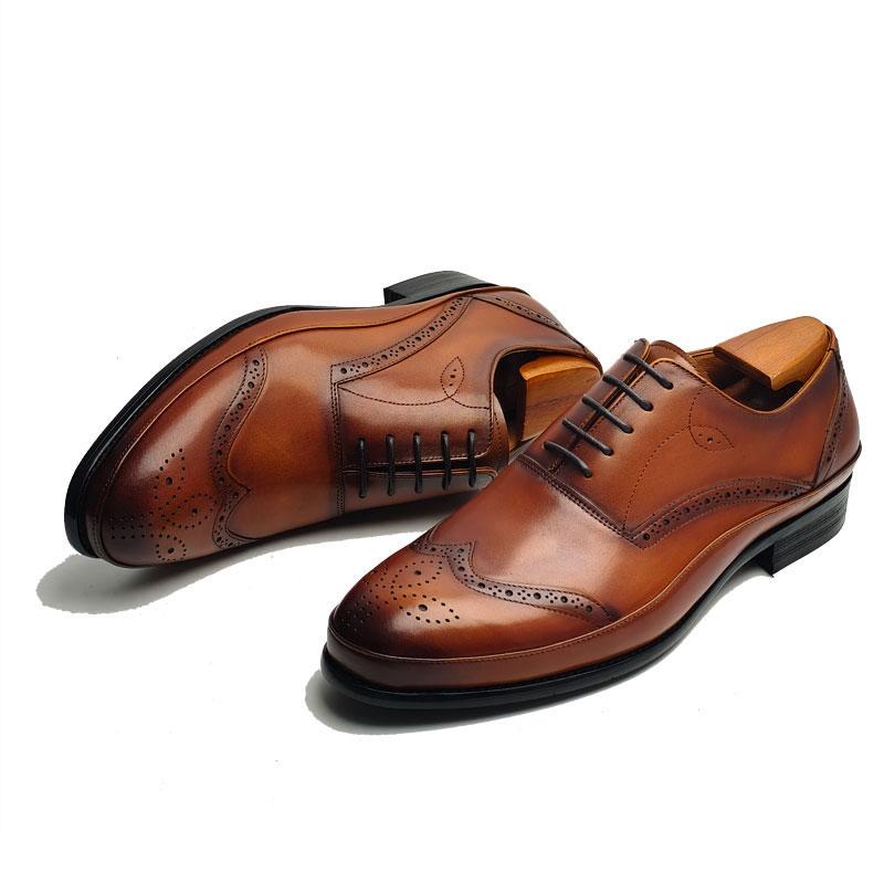 

Fashion New Formal Oxfords Leather Shoes For Mens Top Layer Cowhide Leather Formal Business Party Fashion Handmade Shoes High Quality 45 коричневый