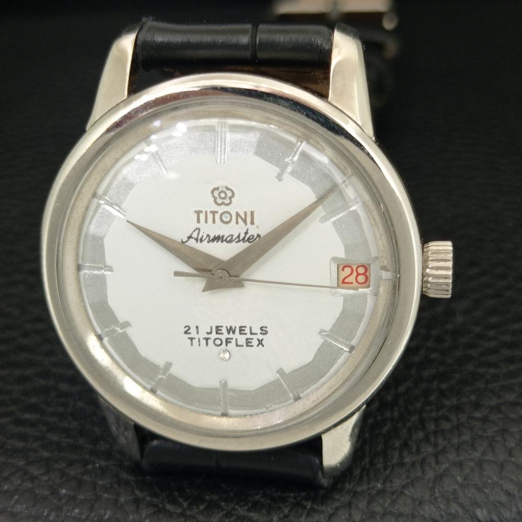 MONTRE HOMME SUISSE VINTAGE TITONI AIRMASTER TITOFLEX REMONTAGE MANUEL GRIS a703239-1