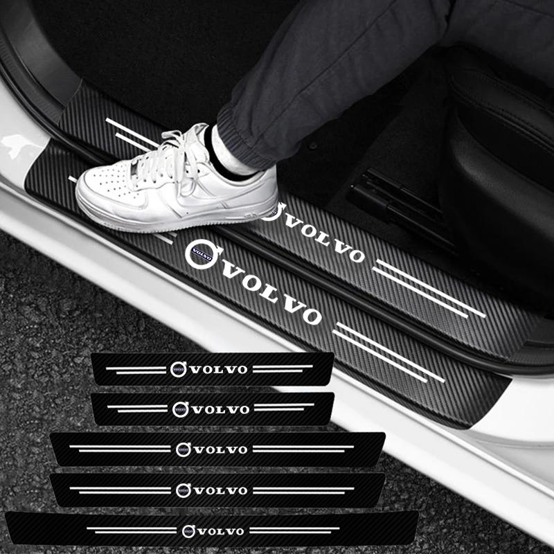 High-quality Carbon Fiber Car Door Sill Protector Sticker For Volvo XC60 V40 V50 XC90 S60 V90 V70 XC40 V60 S90 Olestar AWD S80 KW0