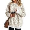 Damen Casual Langarm Locker Geschnitten Pullover Sweatshirt mit Reißverschlusskragen