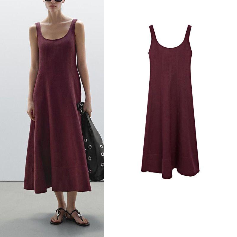 MD Spring/Summer New Arrival Women's Clothing French Style Casual Drape Long Linen Blended Vest Dress 6630586