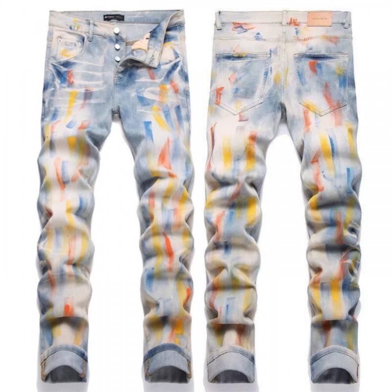 Jeans Skinny Stretch in Denim Strappato High Street da Uomo con Toppa Ricamata Stile Vintage