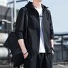 Frühling Herbst Unifarbene Kapuzen-Freizeit-Modejacke Herren All-Match Reißverschlussmantel Herren Cardigan Oberbekleidung Top