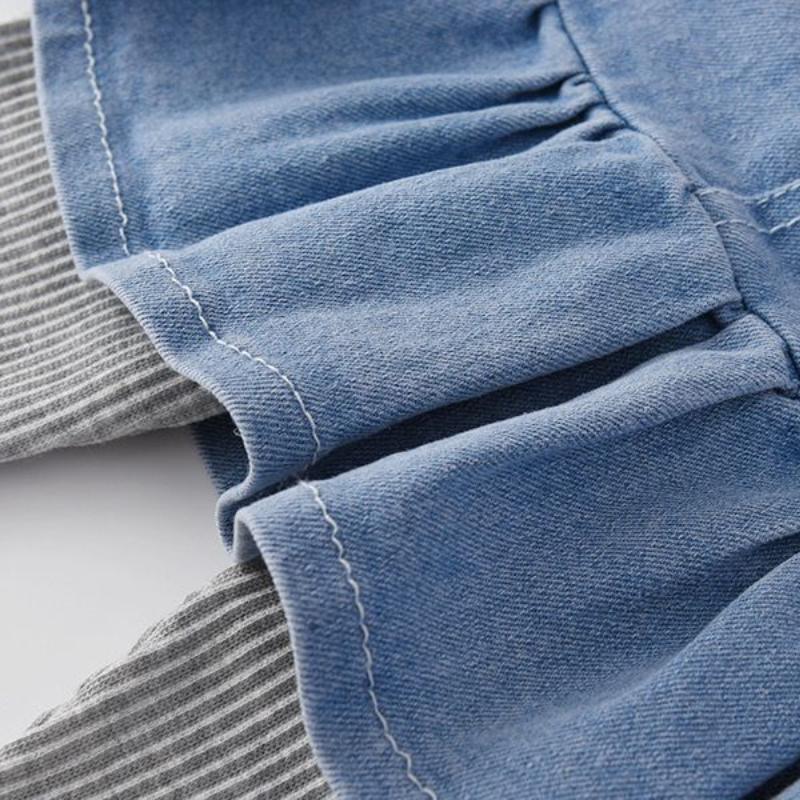 Girls Fake Two Skirts Pants Spring Autumn Children Casual Leggings Baby Kids Rabbit Cartoon Denim Skirt With Knitted Trousers