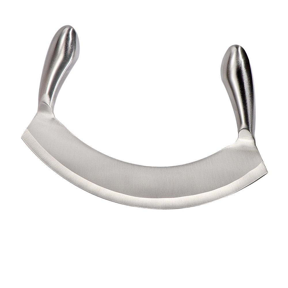 

8.5 Inch Rocking Pizza Knife Stainless Steel Vegetable Salad Chopper Pizza Cutter Nougat серебряный