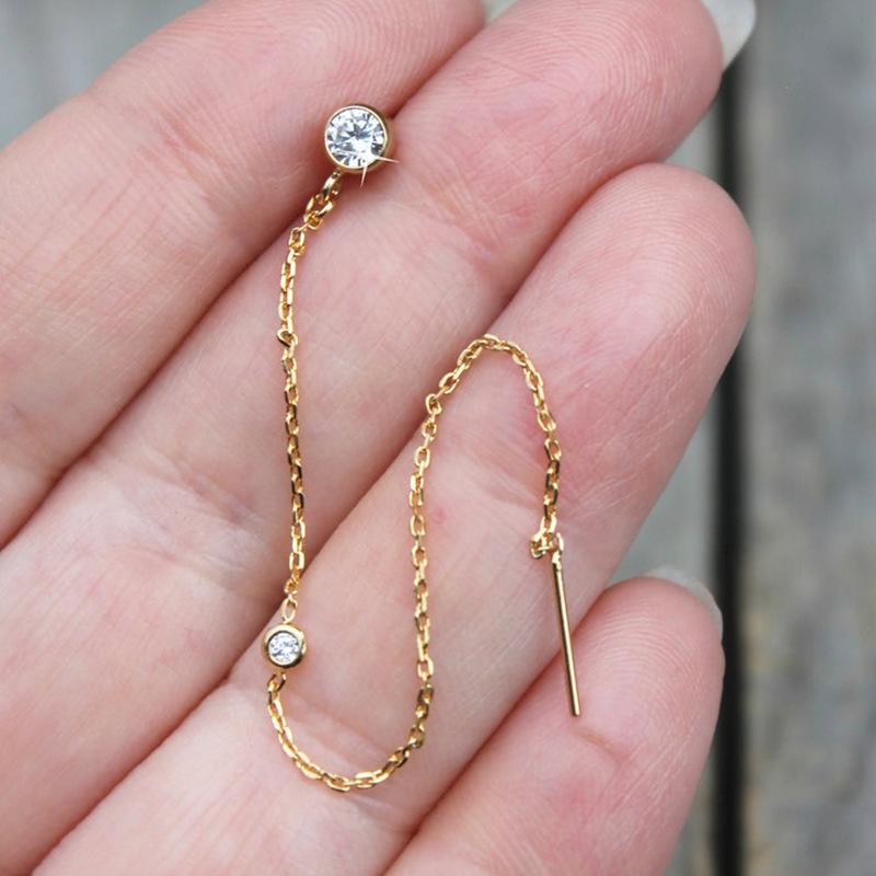 Boucles d'oreilles classiques en argent sterling S925 Ins Merry Sioux Trèfle Diamant Boucles d'oreilles Earline Port empilé Boucles d'oreilles à tirer