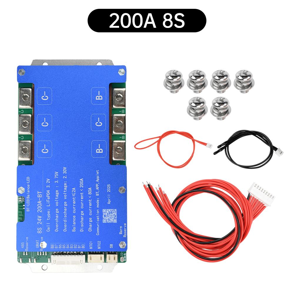4S 8S 100A 200A 12V LiFePO4 Smart Bluetooth BMS APP Einstellbarer Parameter Ausgleichsschutzplatine Gleicher Port