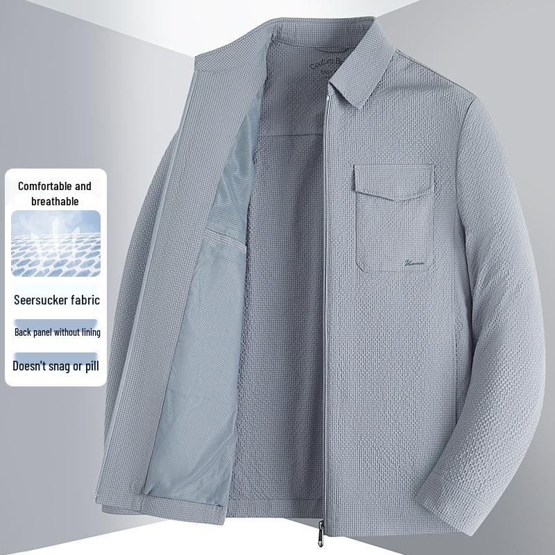 High-End Spring Business Casual Jacket - Turn-Down Collar, Zipper, Lightweight Executive Workwear