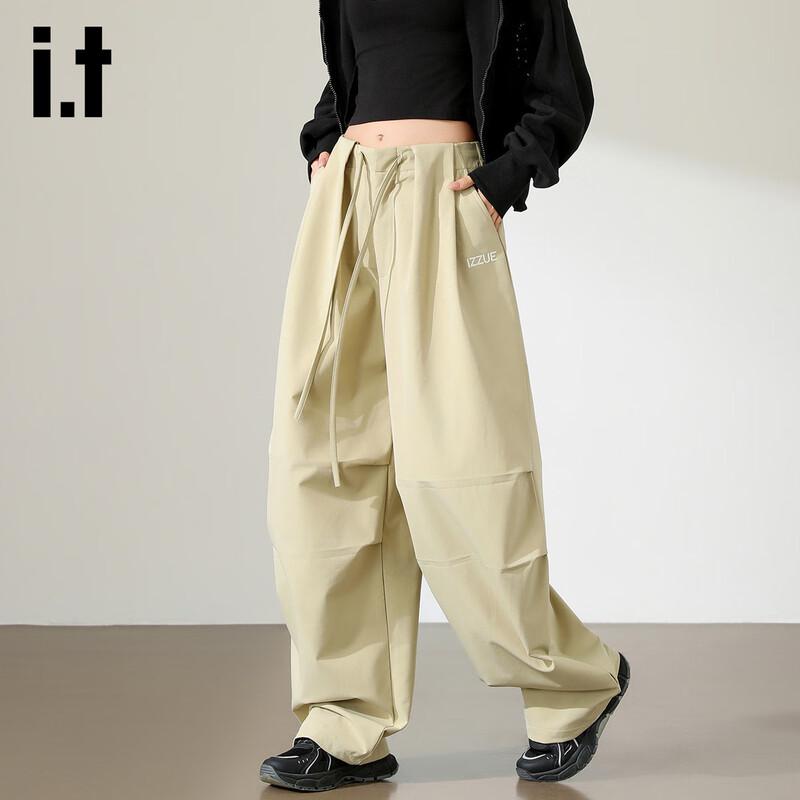 Izzue Women's High-Waist Loose Wide-Leg Workwear Pants