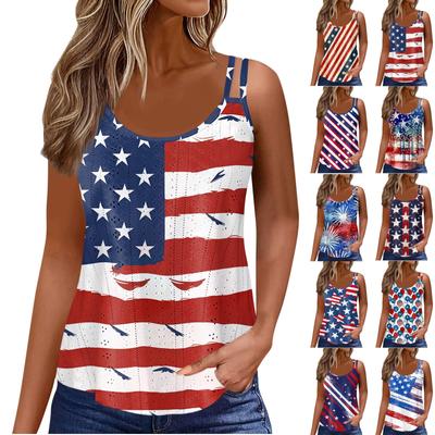 Women's Fashionable Casual Vest Gradient Color Printed U Neck Sleeveless Camisole Top