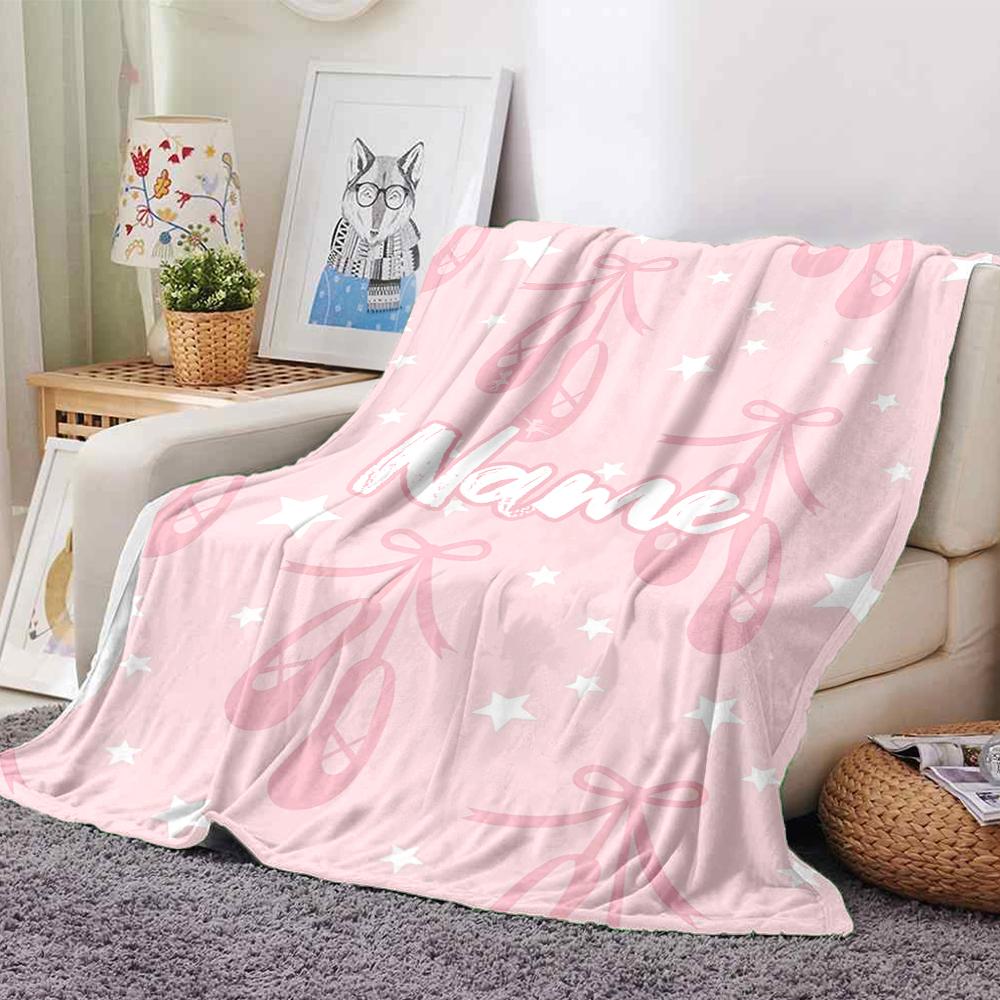 Custom Name Ballet Theme Printed Blanket - Perfect for Couch, Bed, Travel & Outdoor Use | Machine Washable, Cozy & Durable.