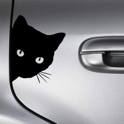 Autoaufkleber mit schwarzer Katze, zum Spähen, Autoaufkleber, Fensterdekoration, 3D-Simulation, Katzenaugen, zum Spähen, Autoaufkleber
