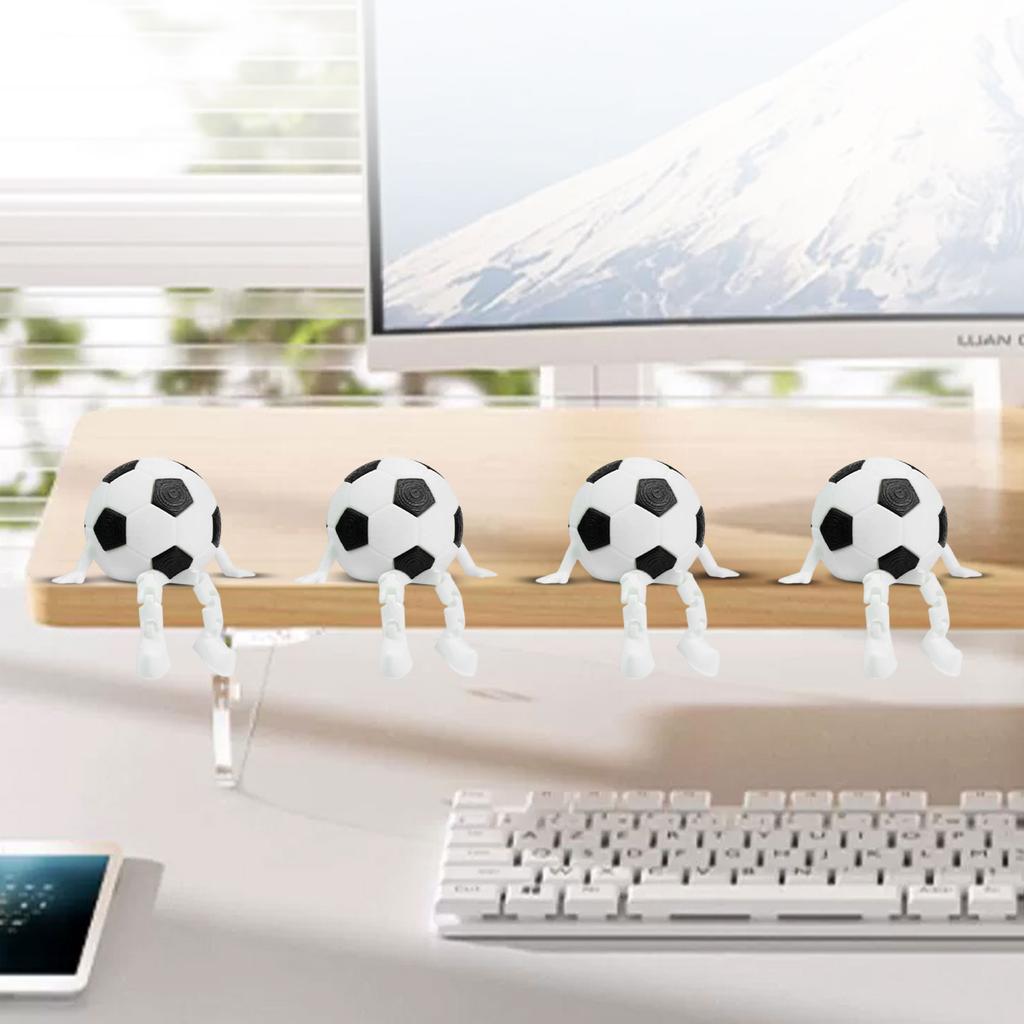 3D Printed Football Player Sitting Figurine, Creative Ball-themed Ornament, 3D Printed Toy Model.