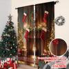 2pcs 2D Flat Printing Merry Christmas Popular Curtain Christmas Fireplace 1 Fabric Without Electricity Spring Party & Holiday
