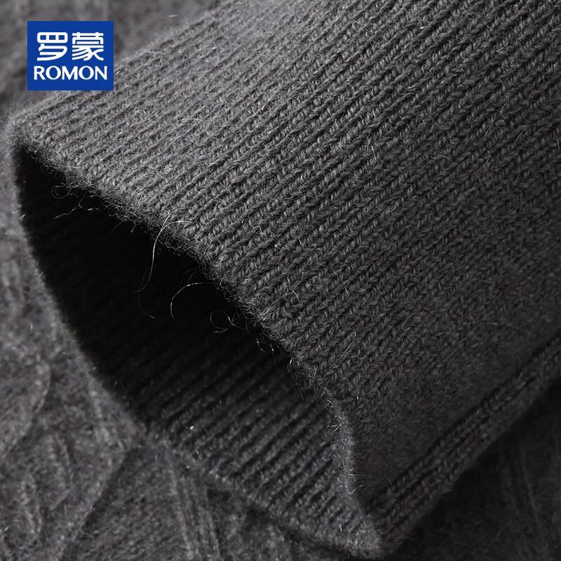 ROMON Men's Thick Round Neck 100% Cashmere Cable Knit Sweater
