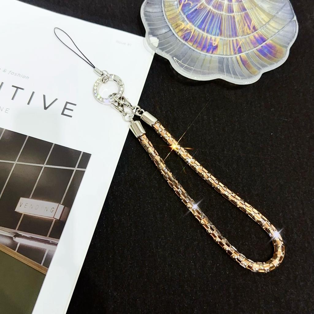 Phone Wrist Strap Lanyard Hand Strap Square Rhinestones Decor,Length: 25cm