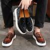 New Black Men Sneakers Slip-On Solid Tassels Brown Platform Shoes Men's Vulcanize Shoes  Size 38-46