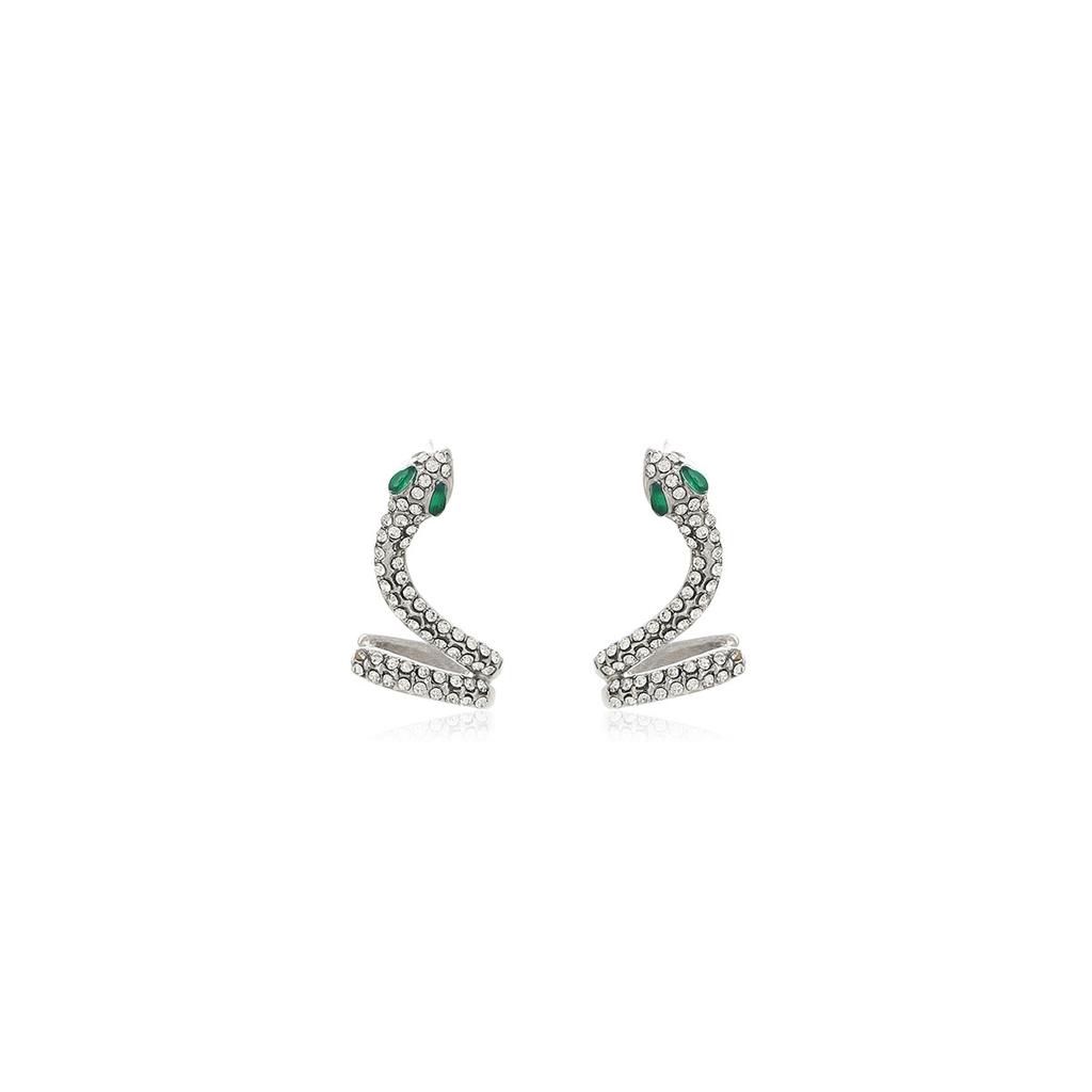 Year Of The Snake Personality Diamond-Set Design Snake Earrings, Light Luxury Cold Wind High-End Fashion Temperament Earrings