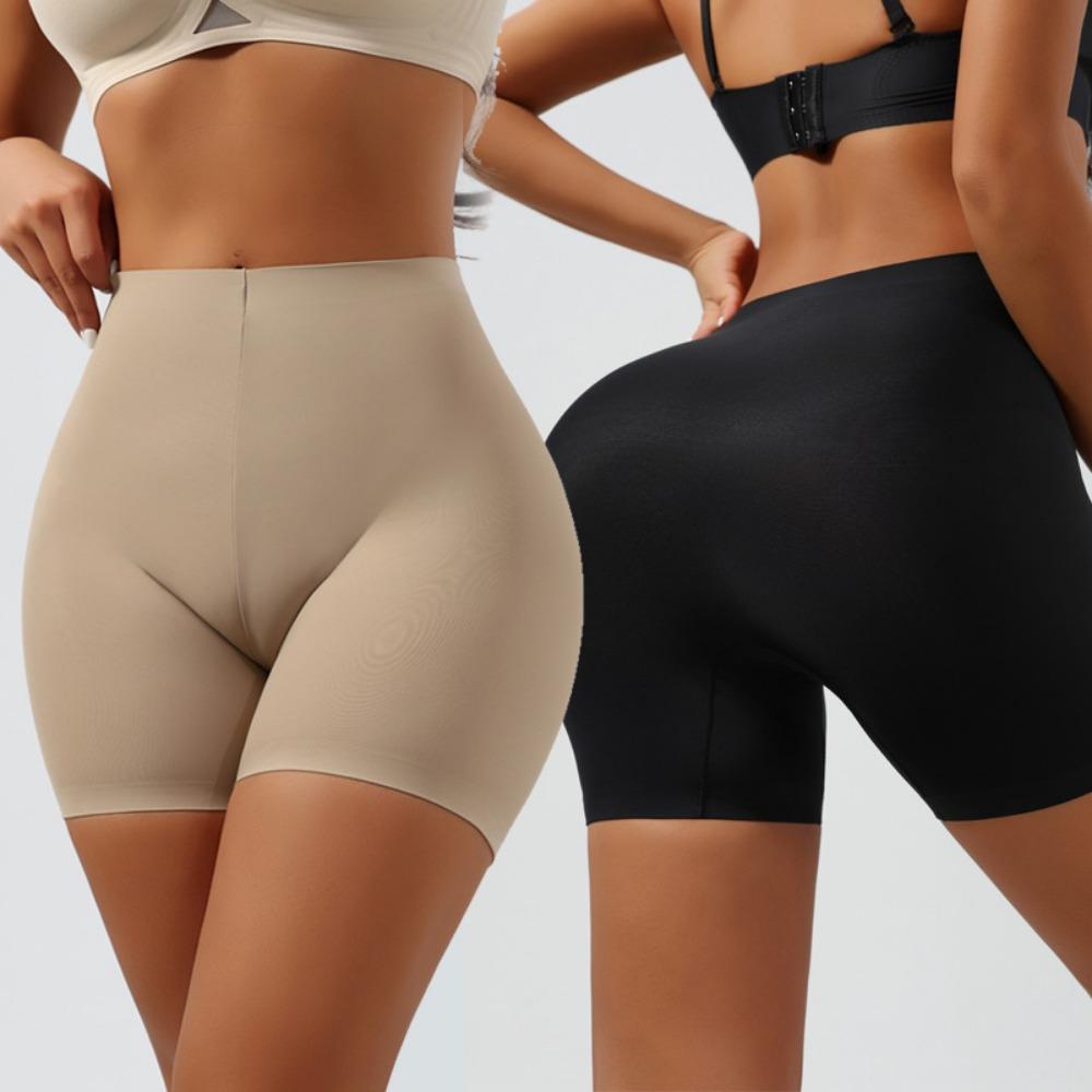 Cross-border Mid-waist Flat-angle Seamless Body Sculpting Four-corner Safety Pants, Abdomen Closure, European and American Waist Lift, Postpartum Body