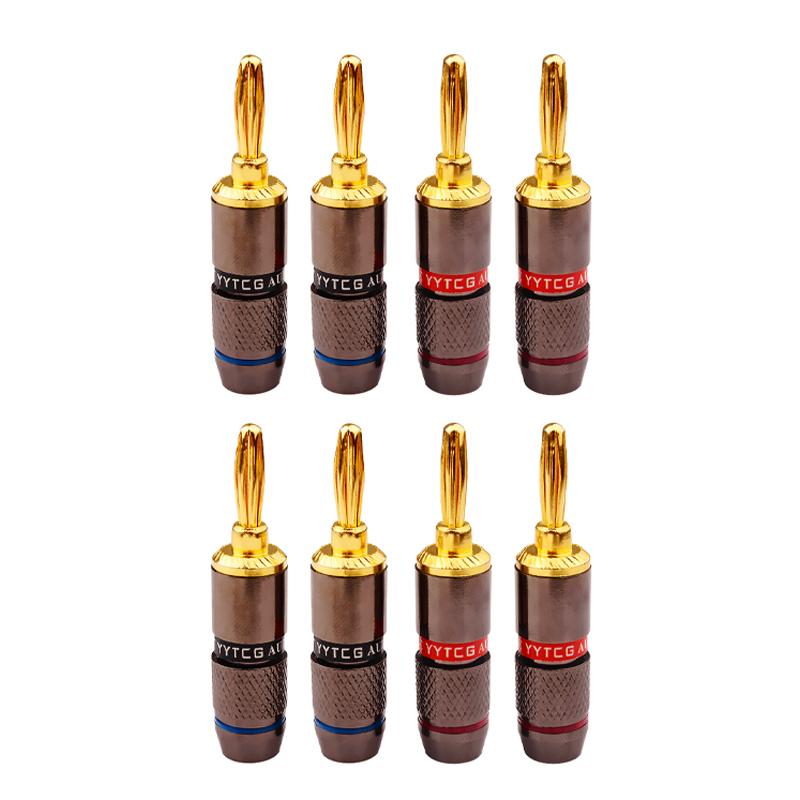 

YYTCG 8pcs Banana plugs Gold plated No welding speaker connector adapter audio wire connector