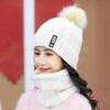 Women's Winter Korean Wool Hat with Velvet, Thick Scarf, and Knitted Ear Protection for Warmth and Style While Biking