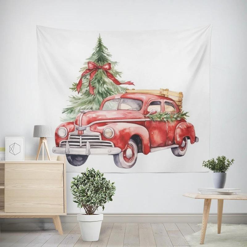 Christmas New Year White Bearded Santa Claus Pattern Living Room Bedroom Decorative Tapestry