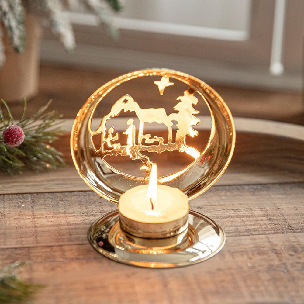 Deer Bell Christmas Candle Holder Christmas Tree Candlestick Table Ornament  Wedding Party