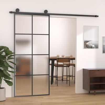 Vidaxl Puerta Corredera Con Accesorios, 90X205 Cm, Vidrio ESG Y Aluminio
