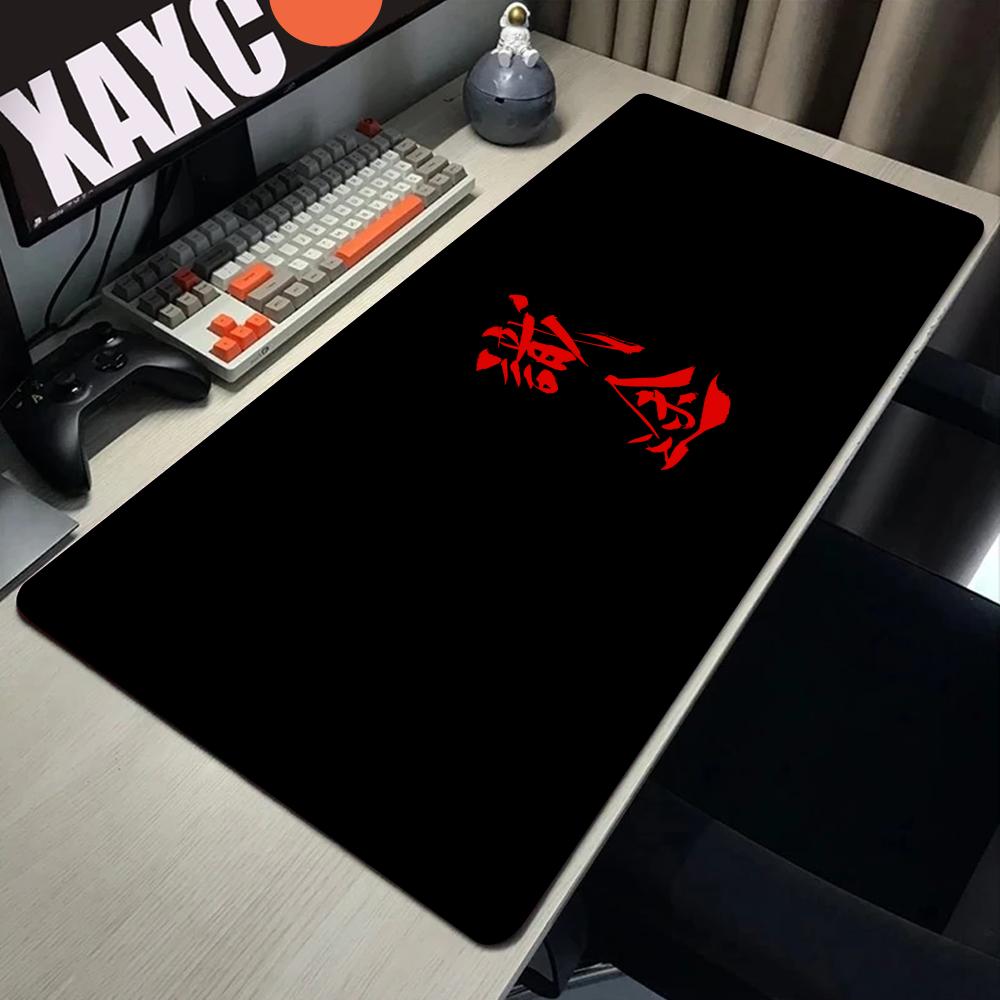 HYBXAXC Chinese Calligraphy Zhi Tu Mouse PadAesthetic Red Black Brush Art Large Gaming Desk MatDesk Decor for Calligraphy Fans