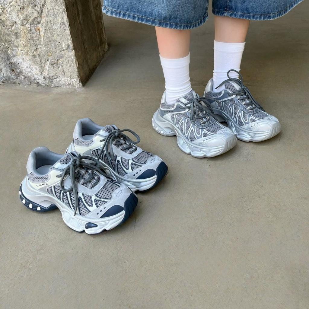 Thick-soled Heightening Dad Shoes Women's 2025 New Versatile Breathable Casual Sports Shoes Running Shoes Ins Trendy Shoes Women's Shoes