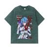 275 GSM Washed T-shirts 100% Cotton Evangelion V7 Rei Print Unisex Heavy Cotton T Shirt