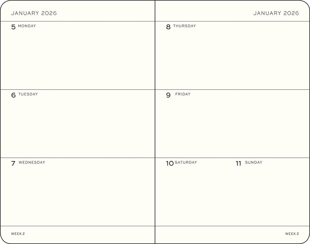Leuchtturm 2026 January A7 Weekly Horizontal Spring Officially Imported Planner, Start, Leaf, 372733,