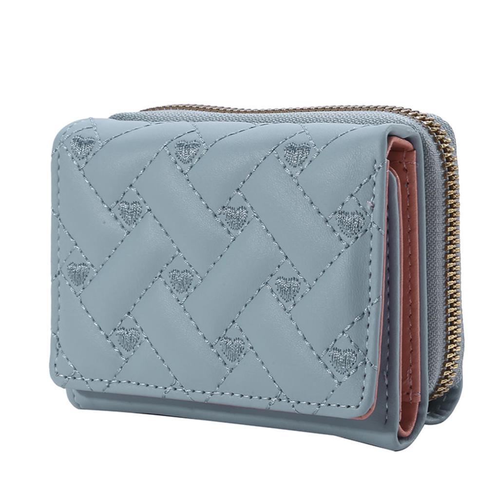 Women's Short Embroidered Love Zero Wallet Zipper Buckle Large Capacity Card Bag Versatile Fashion Simple