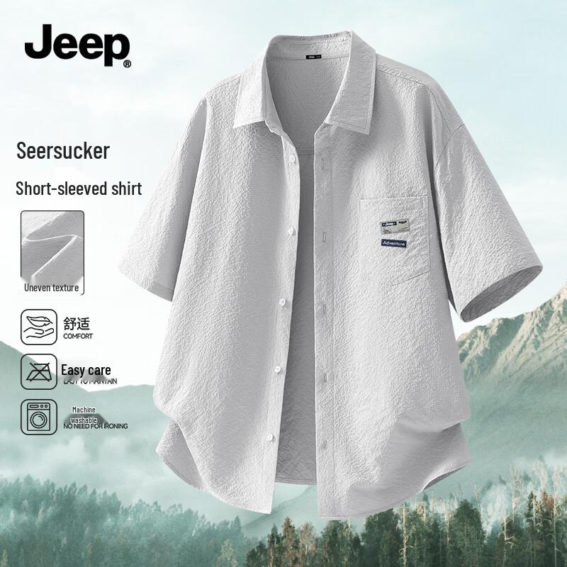 JEEP Men s Lightweight 3-Proof Casual Short Sleeve Shirt 4XL