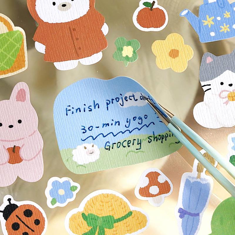 Letter Lover Japanese Grain Paper Decorative Stickers: Soft Fufu Notes & Illustrations