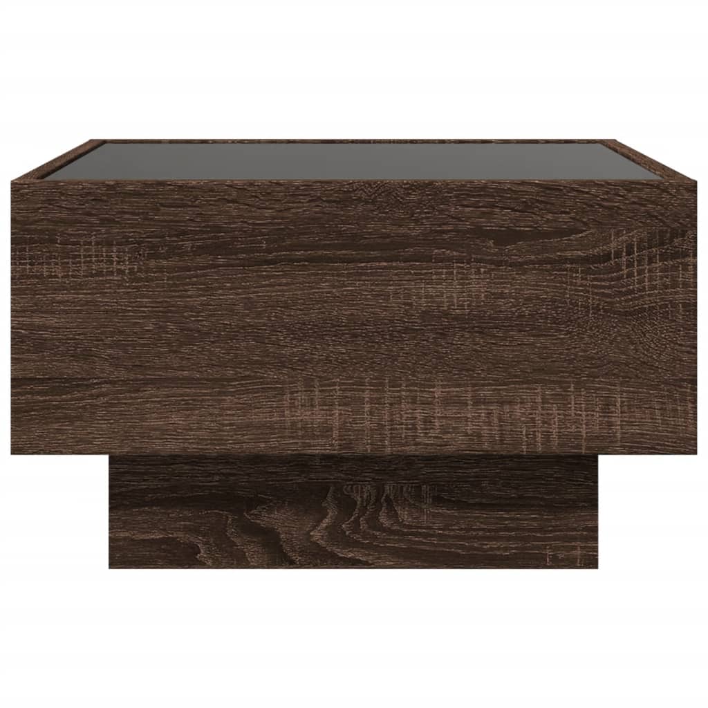 LED Coffee Table Brown Oak Effect 50 x 50 x 30 cm Engineered Wood