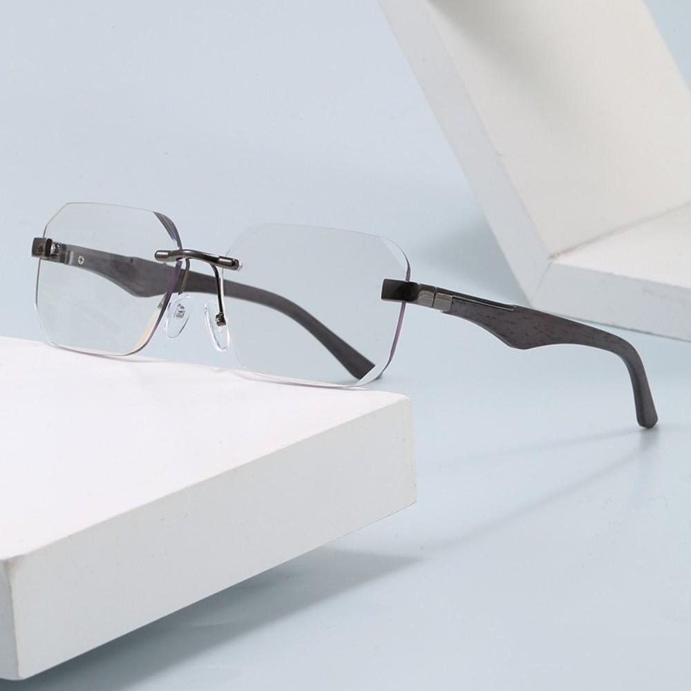 Fashion UV Protection Wood Grain Sunglasses Outdoor Street Photography Ultra-Light Rimless Sun Glasses Scratch-Resistant Shades
