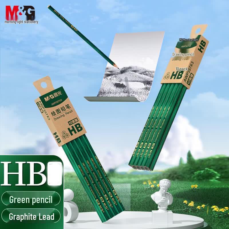 M&G AWP357X3 HB Green Hexagonal Pencils, 50-Count